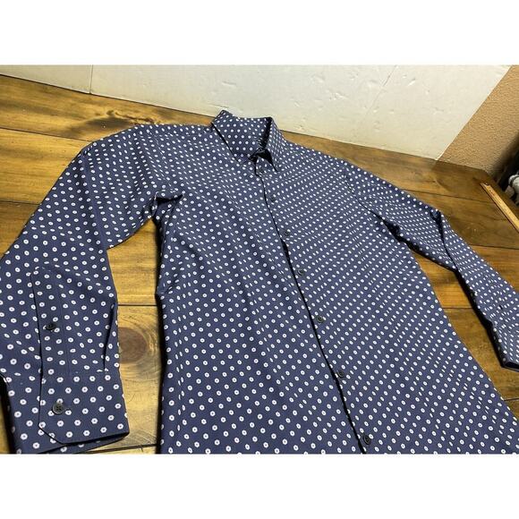 Mizzen + Main Medium Trim Leeward Blue Pink Floral Button Up Casual Preppy - Picture 7 of 12